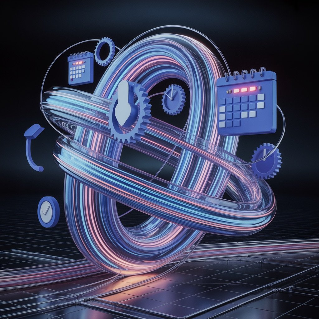 AI-powered after hours answering service concept with calendar scheduling and automation gears